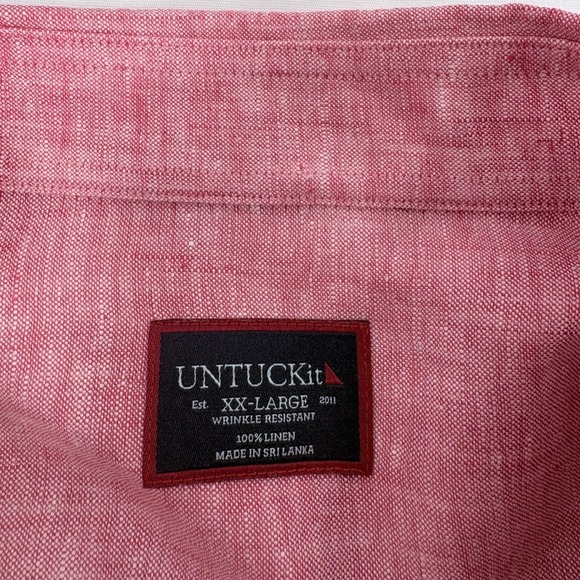 UNTUCKit Vin Santo Red Linen Shirt Mens XXL Wrinkle Resistant Long Sleeve 35367 - Picture 5 of 8
